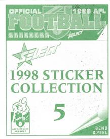 1998 Select AFL Stickers #5 Gavin Brown Back